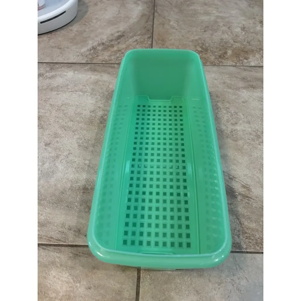 Vintage Tupperware Refrigerator Vegetable Keeper Container Lid & Lift Tray Green